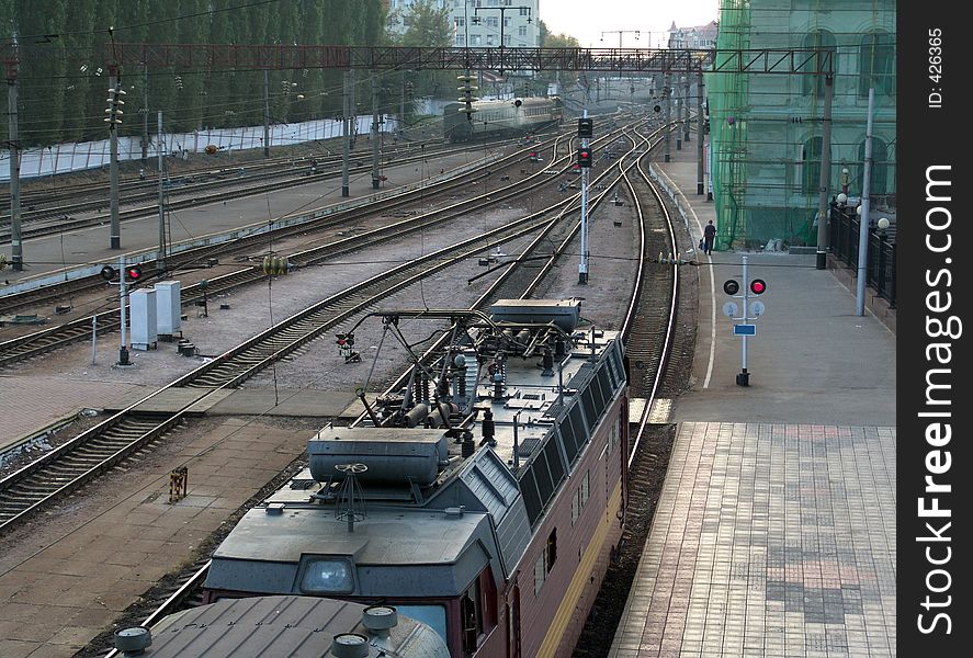 Train on railway station