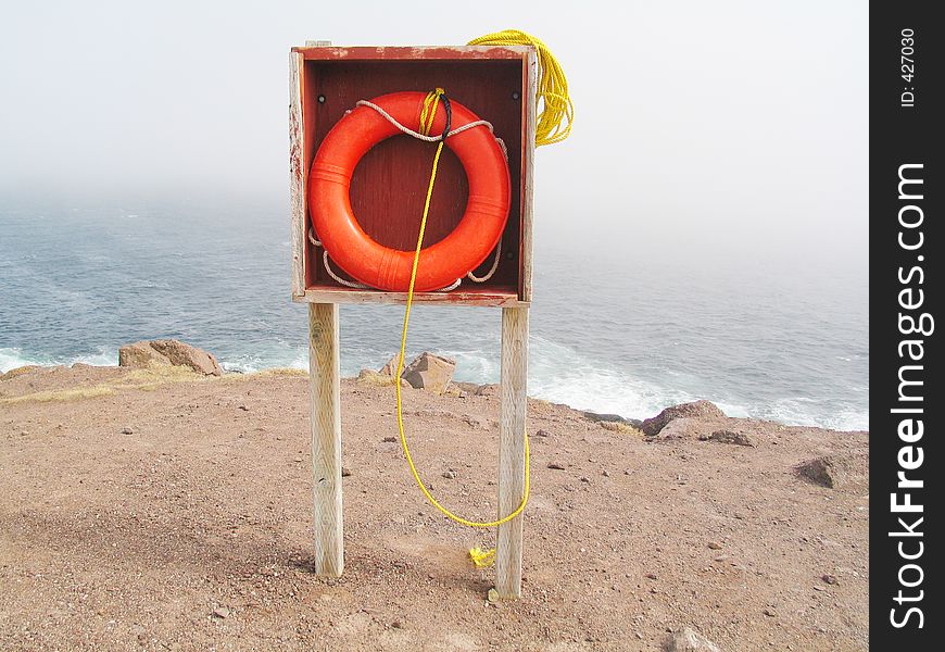 Life saver in Cape Spear, Newfoundland. Cape Spear is the most easterly point in North America.