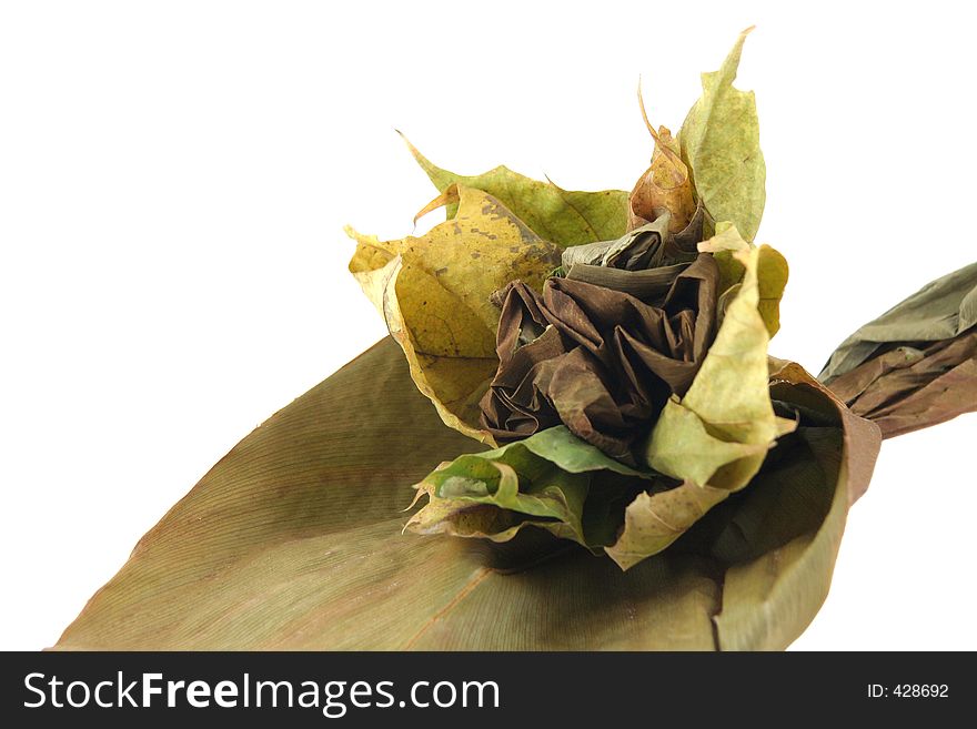 Autumn flower composition - tied up leaves