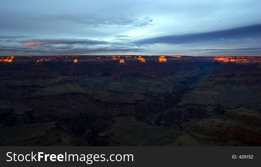 Grand Canyon sunset view golden time, golden hour, sky, light