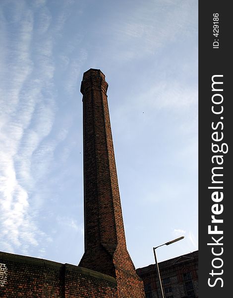 Partial Silhouette of Old Industrial Chimney in Liverpool Docks