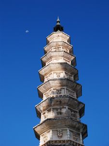 A Pagoda And The Moon Royalty Free Stock Photo A Pagoda And The Moon Royalty Free Stock Photo