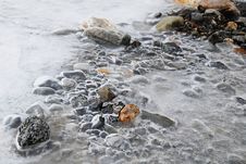 Frozen River And Egg Stones Stock Images Frozen River And Egg Stones Stock Images