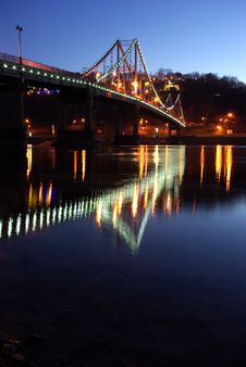Foot Bridge Cross The Dniper River Royalty Free Stock Photography Foot Bridge Cross The Dniper River Royalty Free Stock Photography