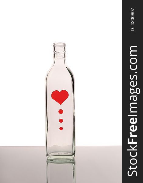 Bottle with heart which crying