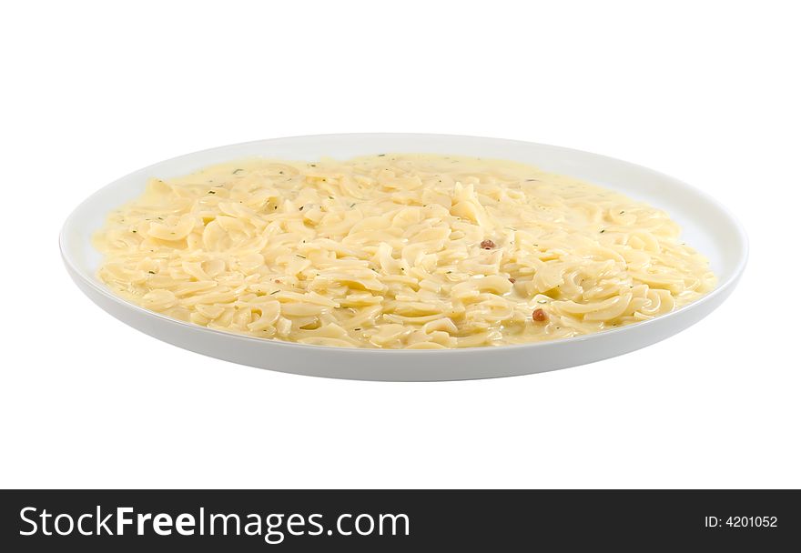 An isolated shot of a plate of pasta