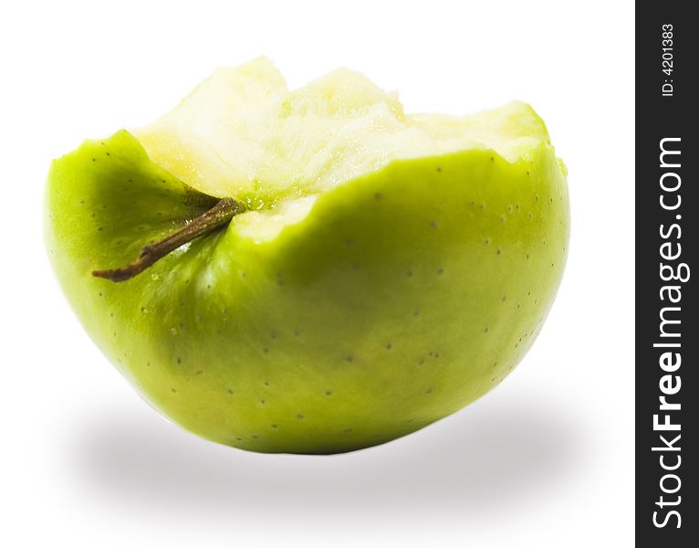 Half of apple over white background