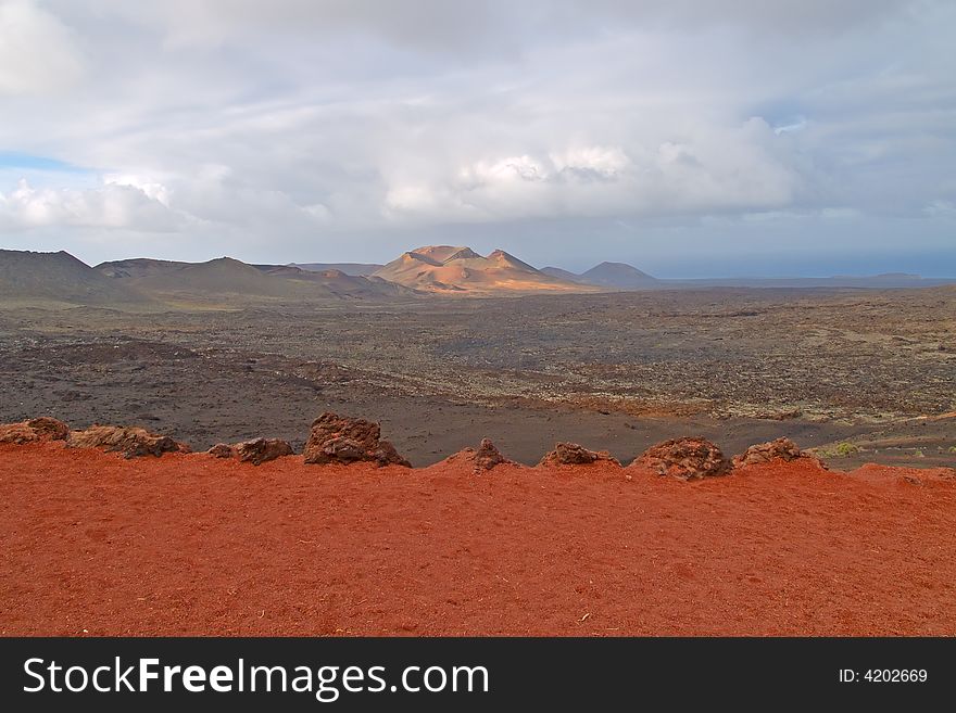 Volcanic landscape in Timanfaya National Park, 
Lanzarote, Canary islands