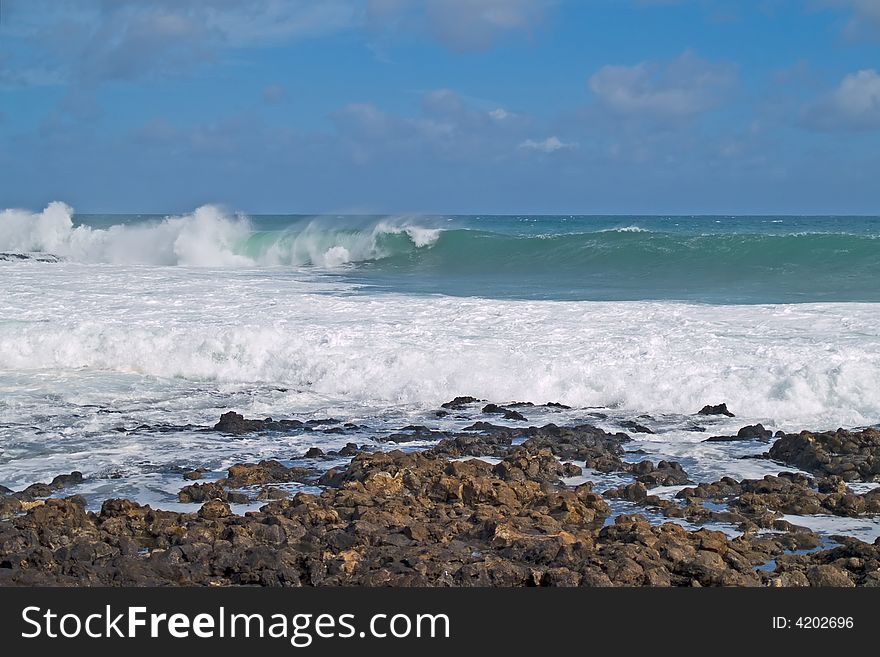 Sea surf on the island, Lanzarote, Canary Islands