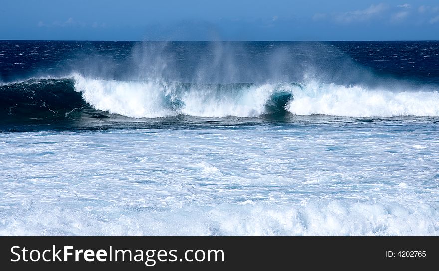 Waves off the coast of Hawaii on windy day. Waves off the coast of Hawaii on windy day
