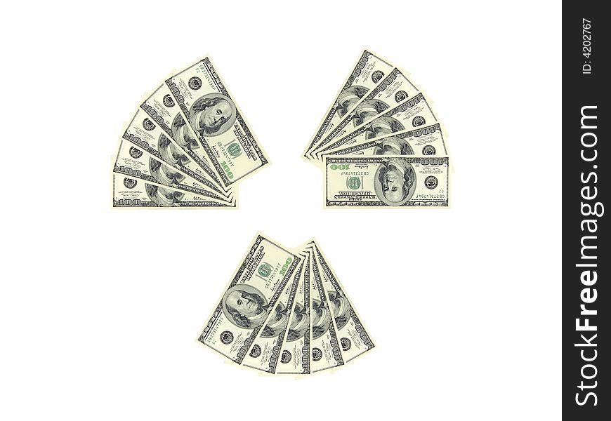 Dollar banknotes on a white background. Dollar banknotes on a white background