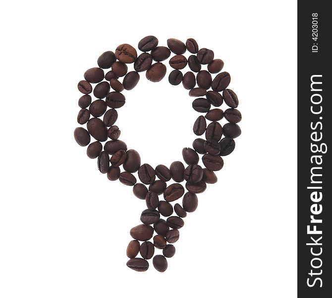 Coffee number nine, white background, isolated