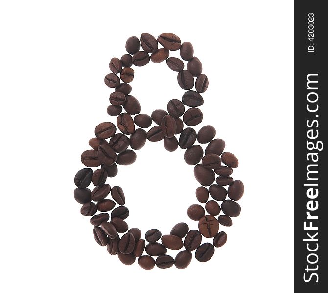 Coffee number eight, white background, isolated