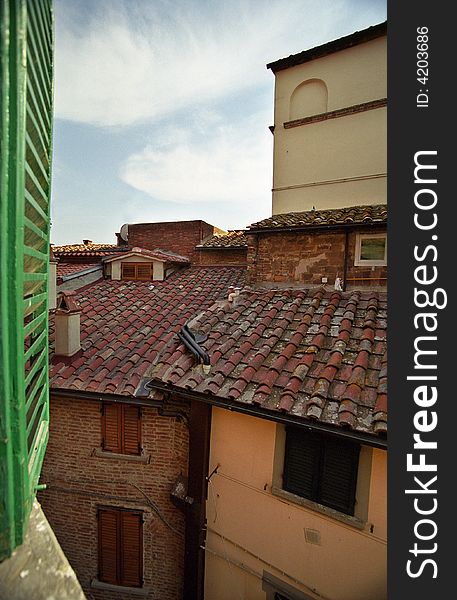 Roof from the opened window in Italy. Roof from the opened window in Italy