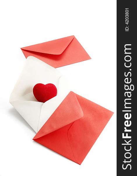 Envelope`s with a heart on a white background. Envelope`s with a heart on a white background