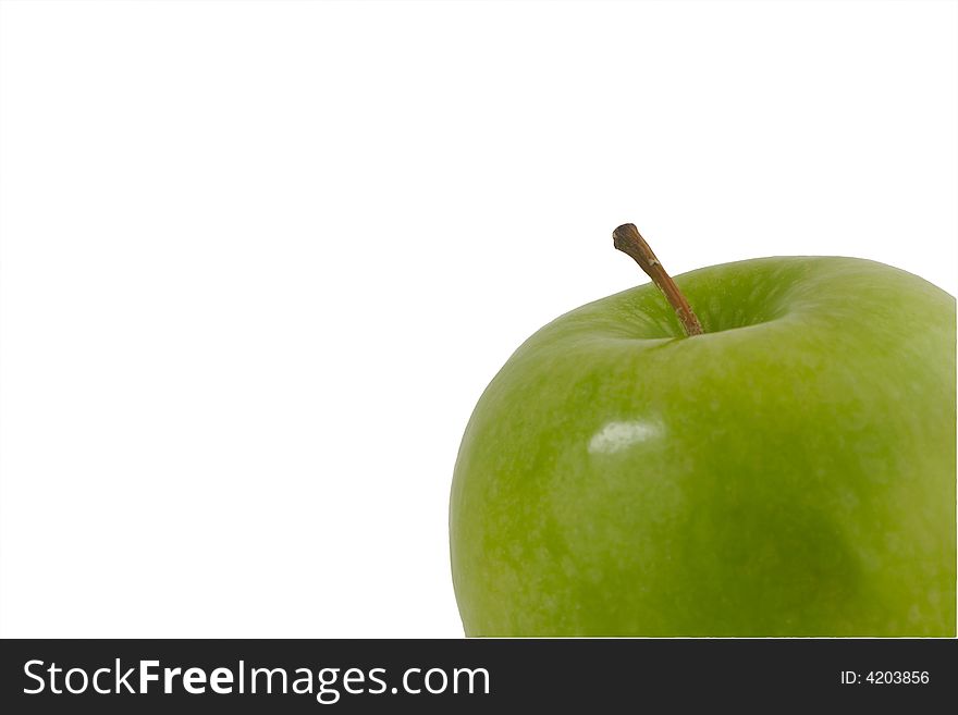 Green Granny Smith Apple Isolated on White with Room for Copy Space. Green Granny Smith Apple Isolated on White with Room for Copy Space