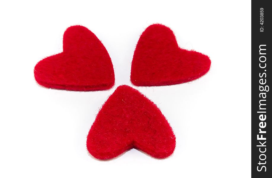 Three Red Hearts Isolated