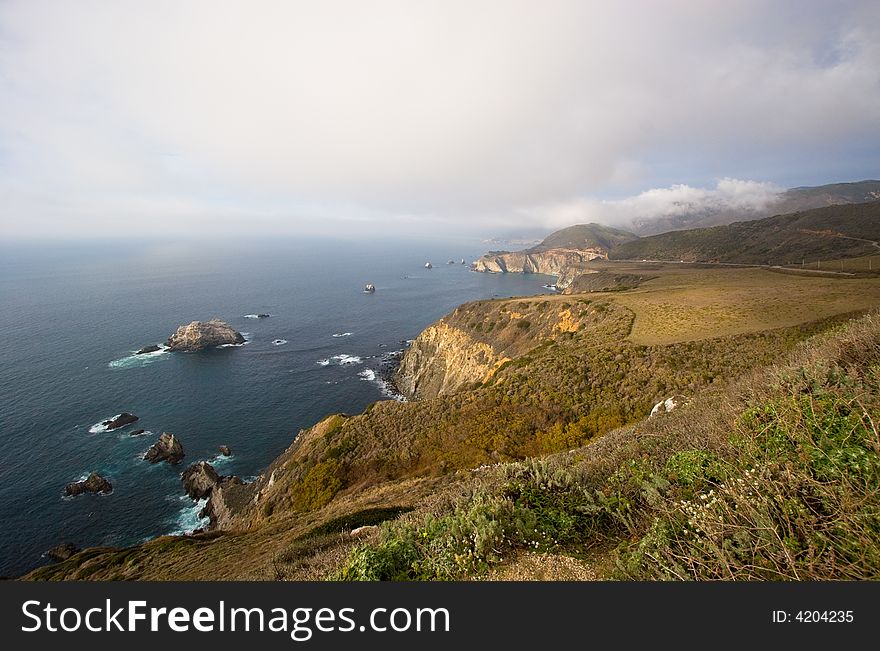 The rocky California coast near Big Sur. The rocky California coast near Big Sur