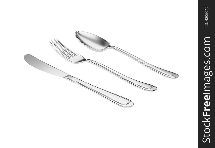 Silver Knife Fork Spoon Isolated