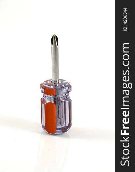 Red screwdriver isolated on the white background with shadow