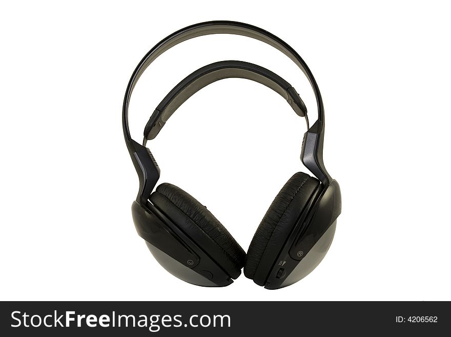 Isolated pair of black headphones. Isolated pair of black headphones