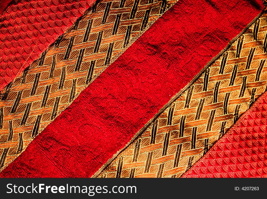 Oriental colourful fabric textile macro close up