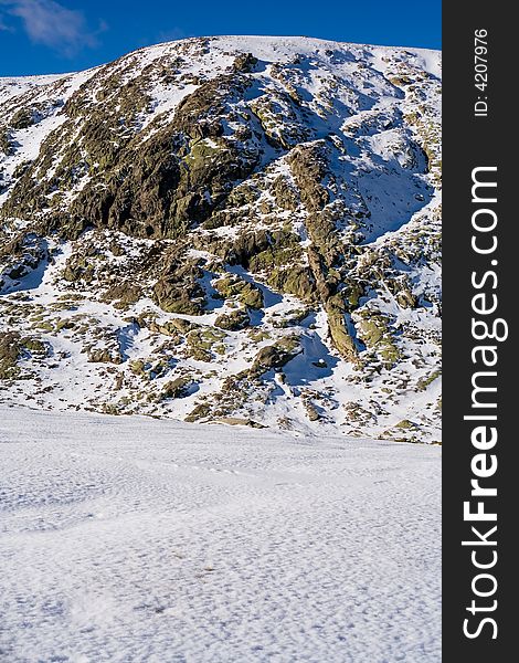 Mountain peak covered with snow. Gredos regional park, Spain. Mountain peak covered with snow. Gredos regional park, Spain