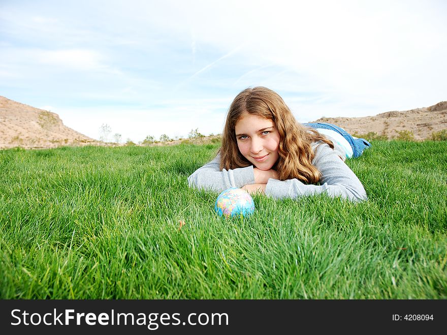 Young girl is enjoying herself at outdoor location