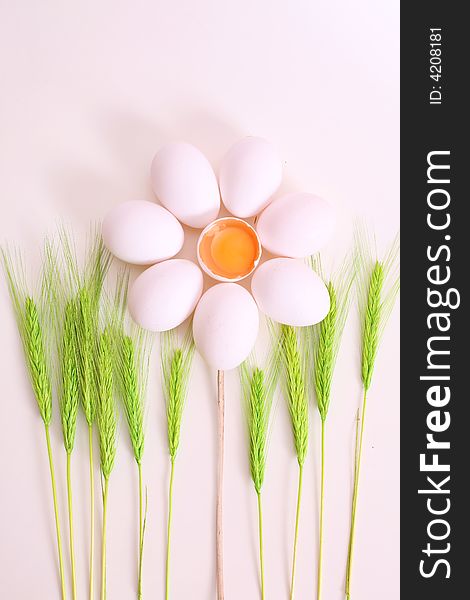 White eggs in the flower shape / spring time