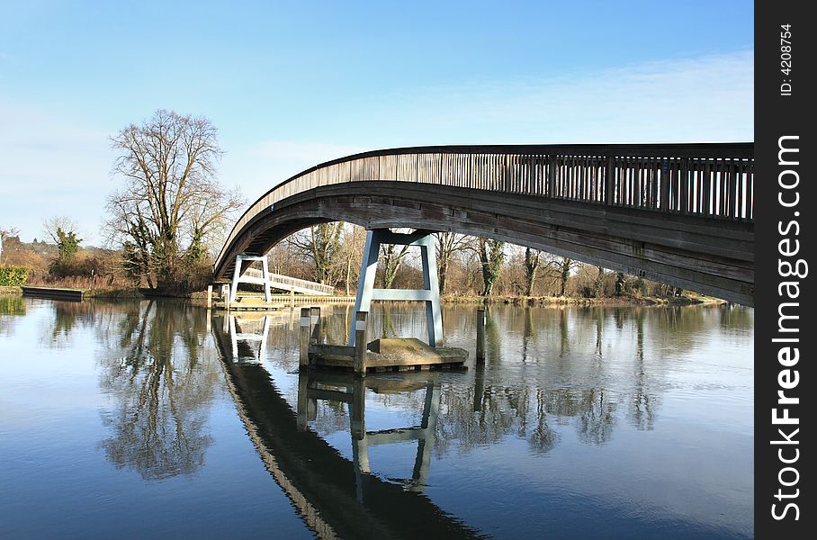 Wooden Footbridge Over The River Thames