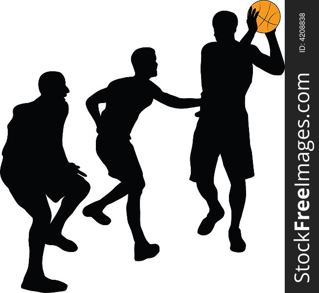 Black silhouette of basketball players