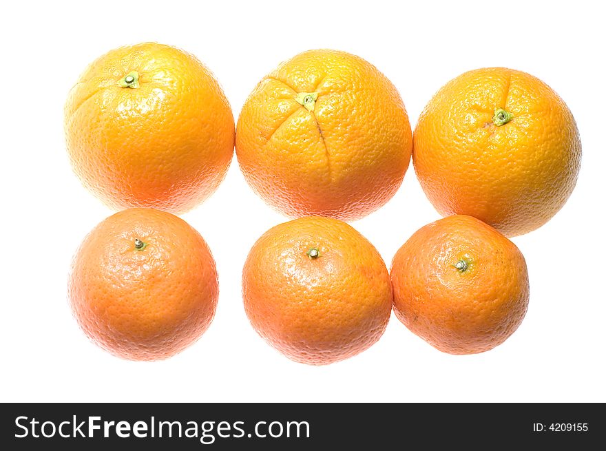 Object on white food Fruit mandarin and orange