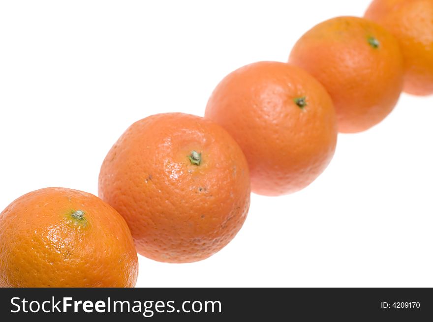 Object on white food Fruit mandarin close up