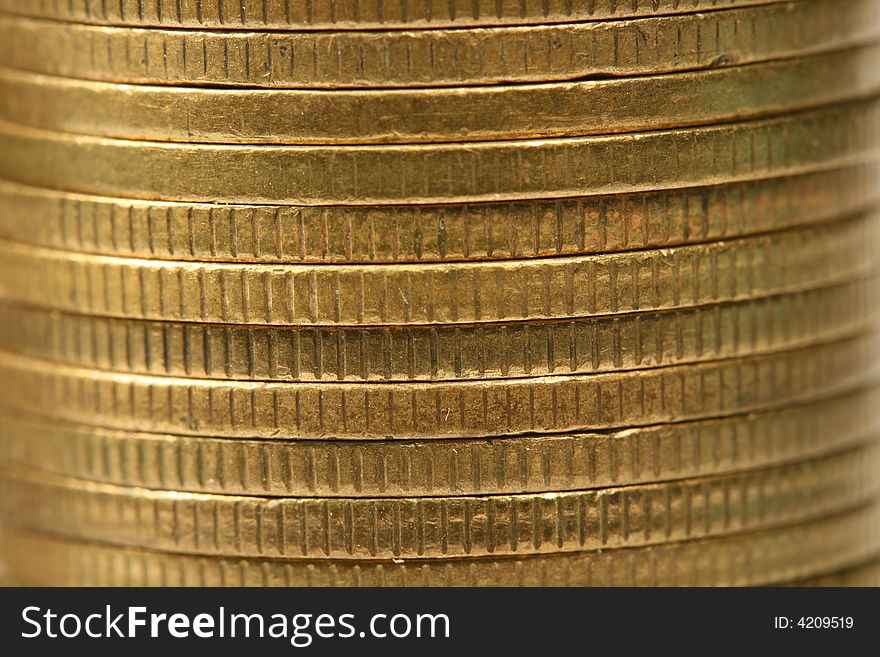 Close-up of coins stack