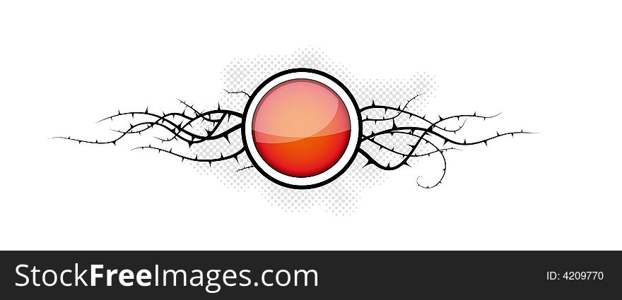Circles and plants with prickles. Vector