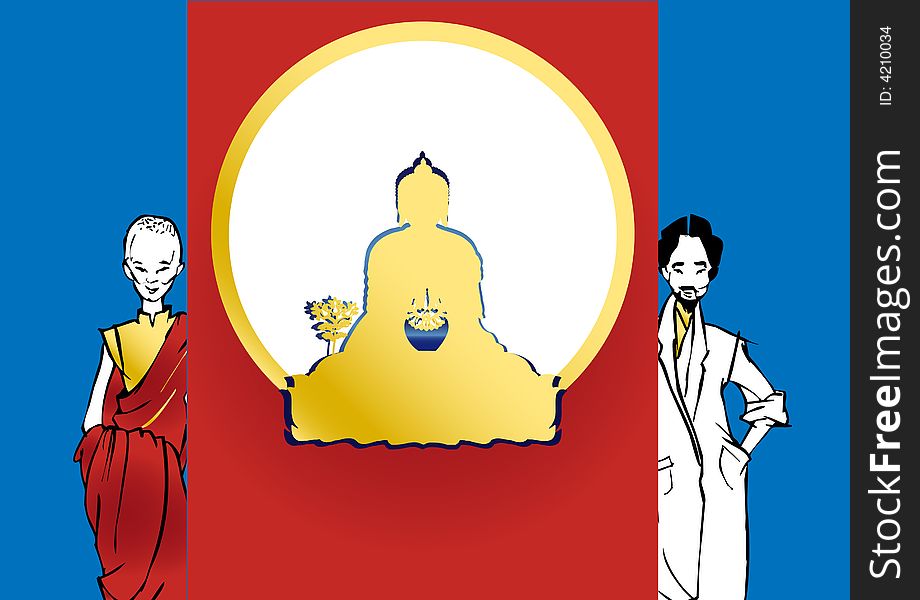 Medicine Buddha,monk and doctor  - tibetan medicine is based on traditional buddhist texts - (sanskrit and tibetan language). Medicine Buddha,monk and doctor  - tibetan medicine is based on traditional buddhist texts - (sanskrit and tibetan language)