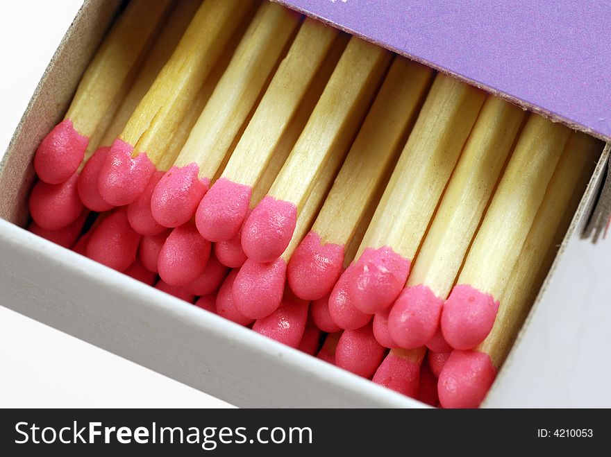 Box of red-headed, non-safety matches. Box of red-headed, non-safety matches