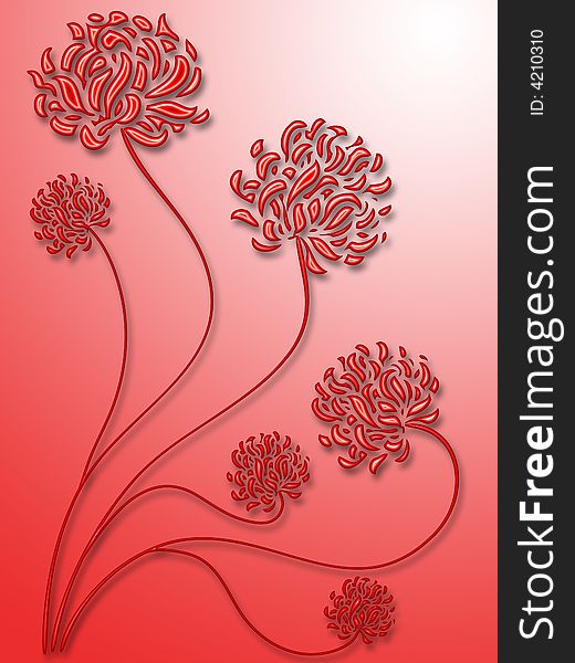 Red flowers on a gradient background