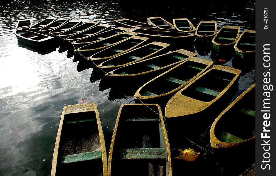 Rowing boats in berth