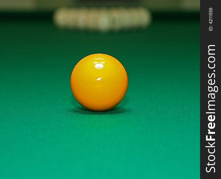 A pool table set up for a game