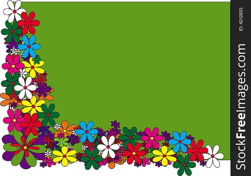 Ornament of flowers on a green background