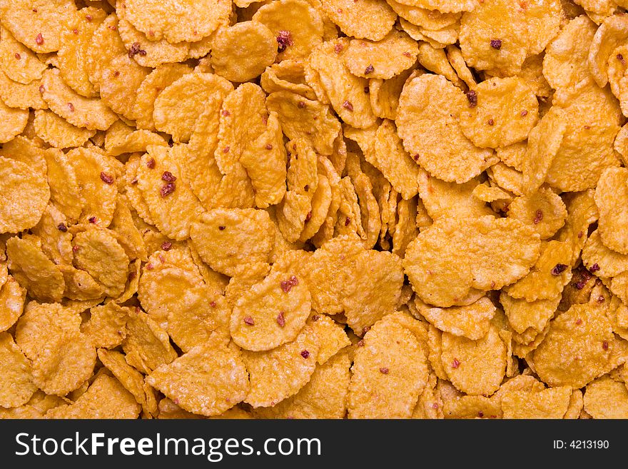 Macro of cornflakes, abstract food background. Macro of cornflakes, abstract food background