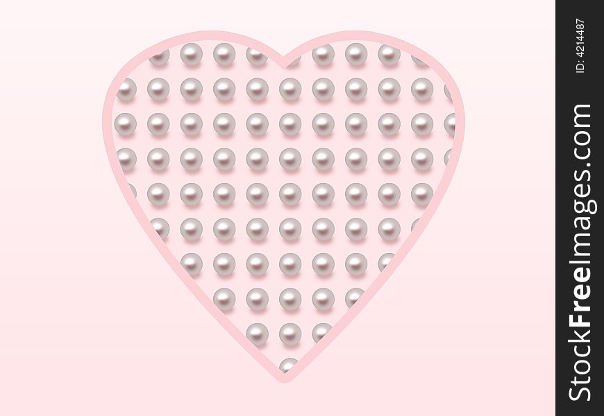 Pearl heart on pink background