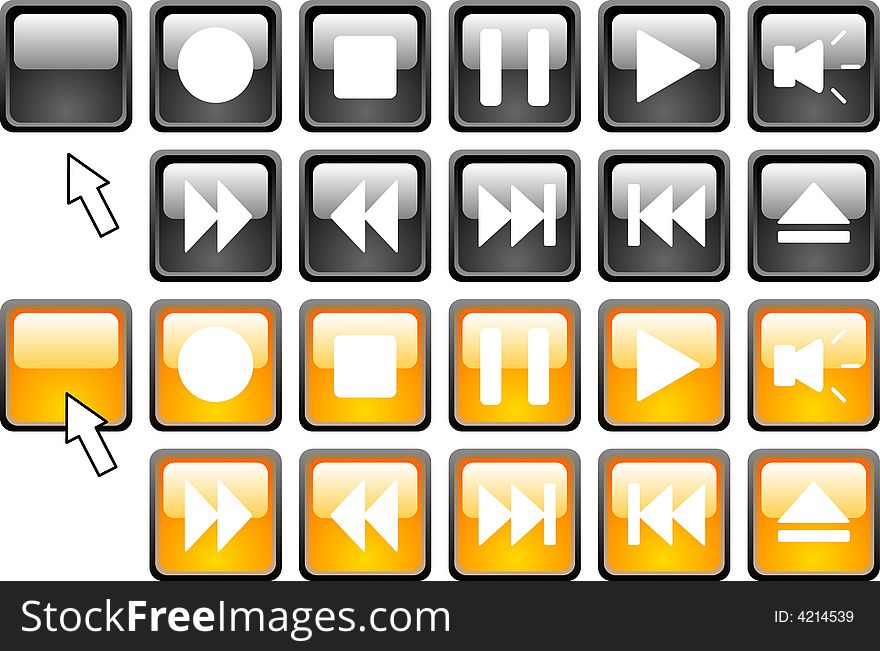 Set of media icons. Vector illustration. Set of media icons. Vector illustration.