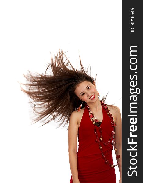 Beautiful stylish young woman with hair flowing in the air. Beautiful stylish young woman with hair flowing in the air