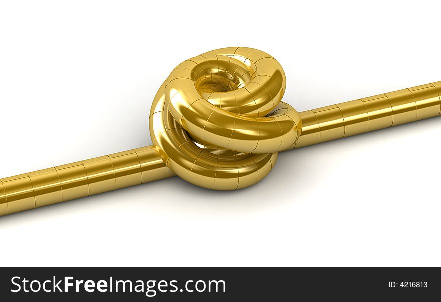 Gold Knot 3D Render Isolated