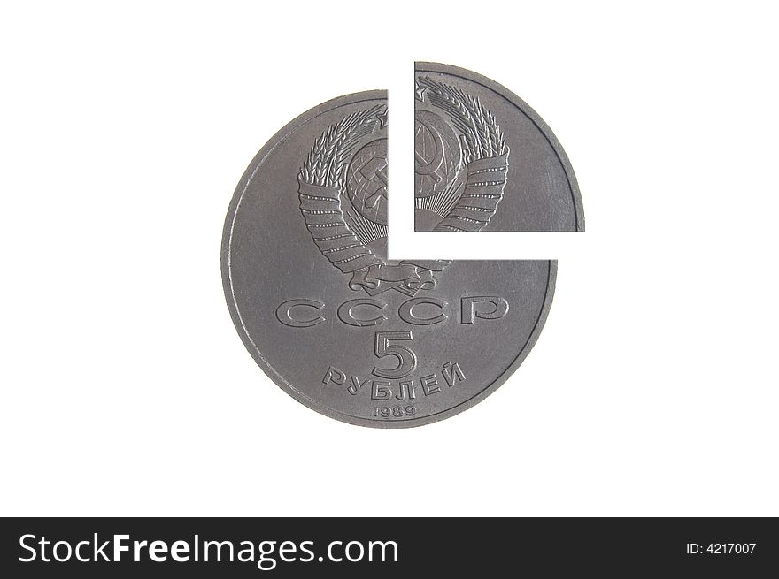 The Soviet 5 roubles. A coin quarter