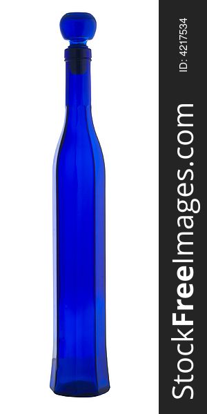 Blue empty bottle on the white. Blue empty bottle on the white