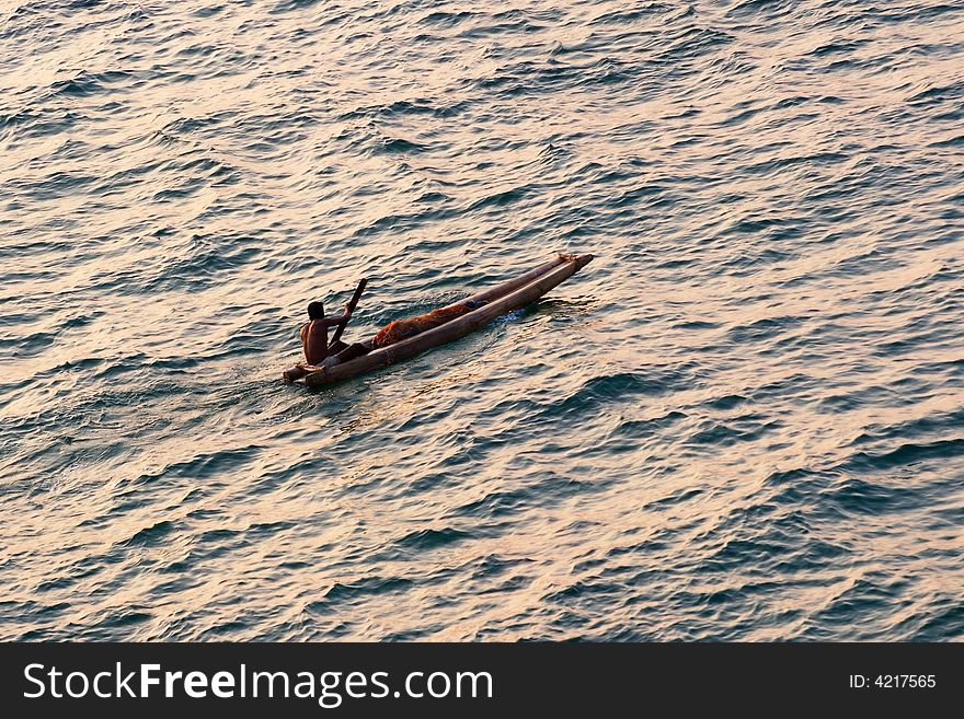 Indian fisherman on the boat