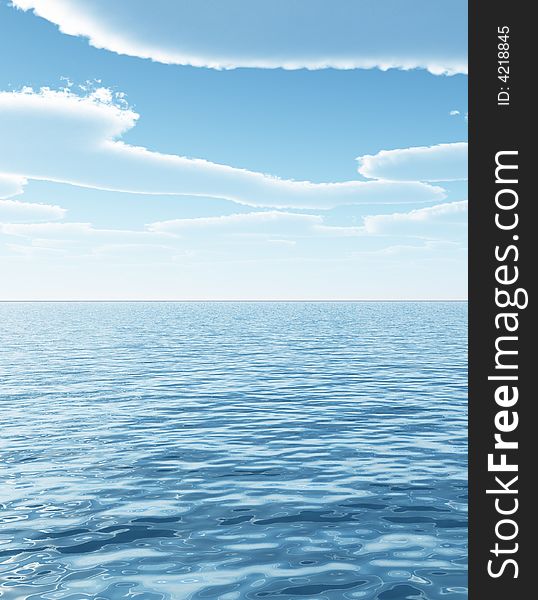 Beautiful summer seascape. 3d image. Beautiful summer seascape. 3d image